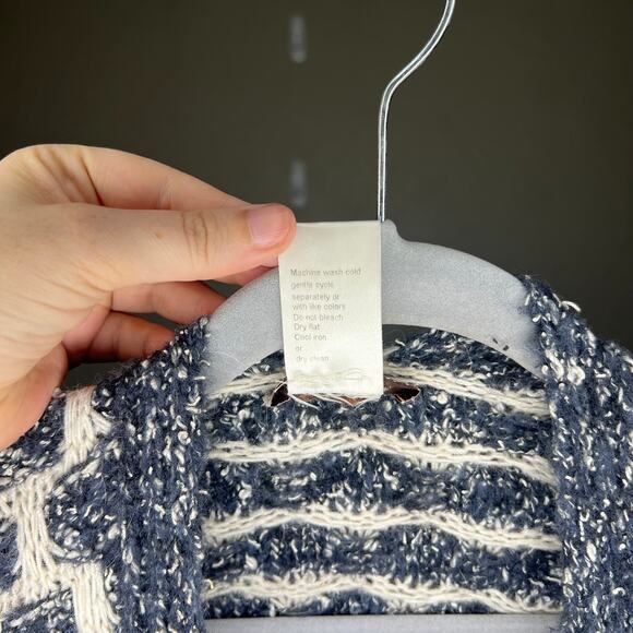 Cocogio Navy & White Poncho Sweater - One Size - Picture 4 of 4